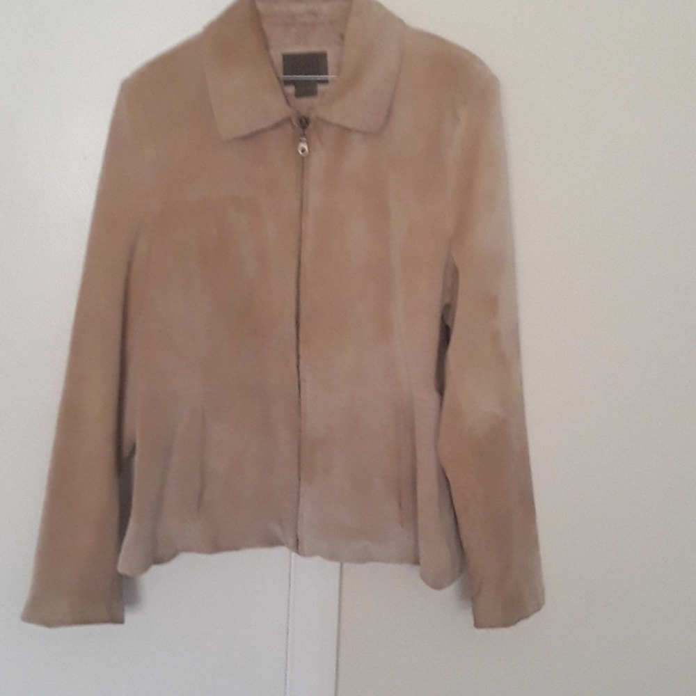 Tan suede zippered blazer